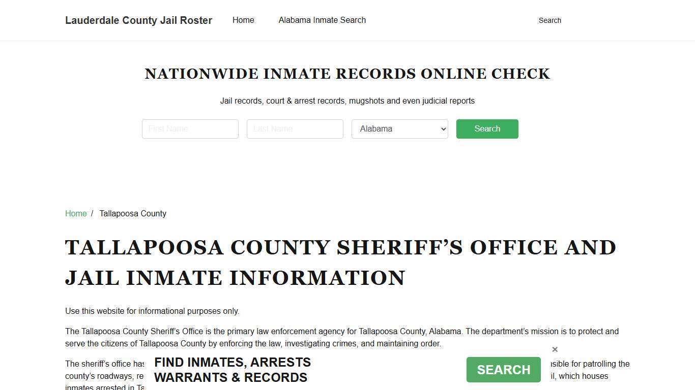 Tallapoosa County Sheriff, AL, Jail Inmate Search, Recent Arrests