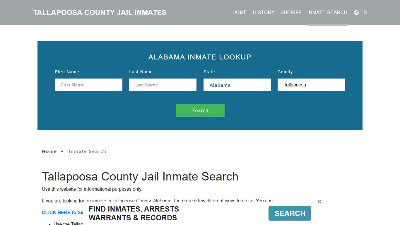 Tallapoosa County, AL Detainee Lookup