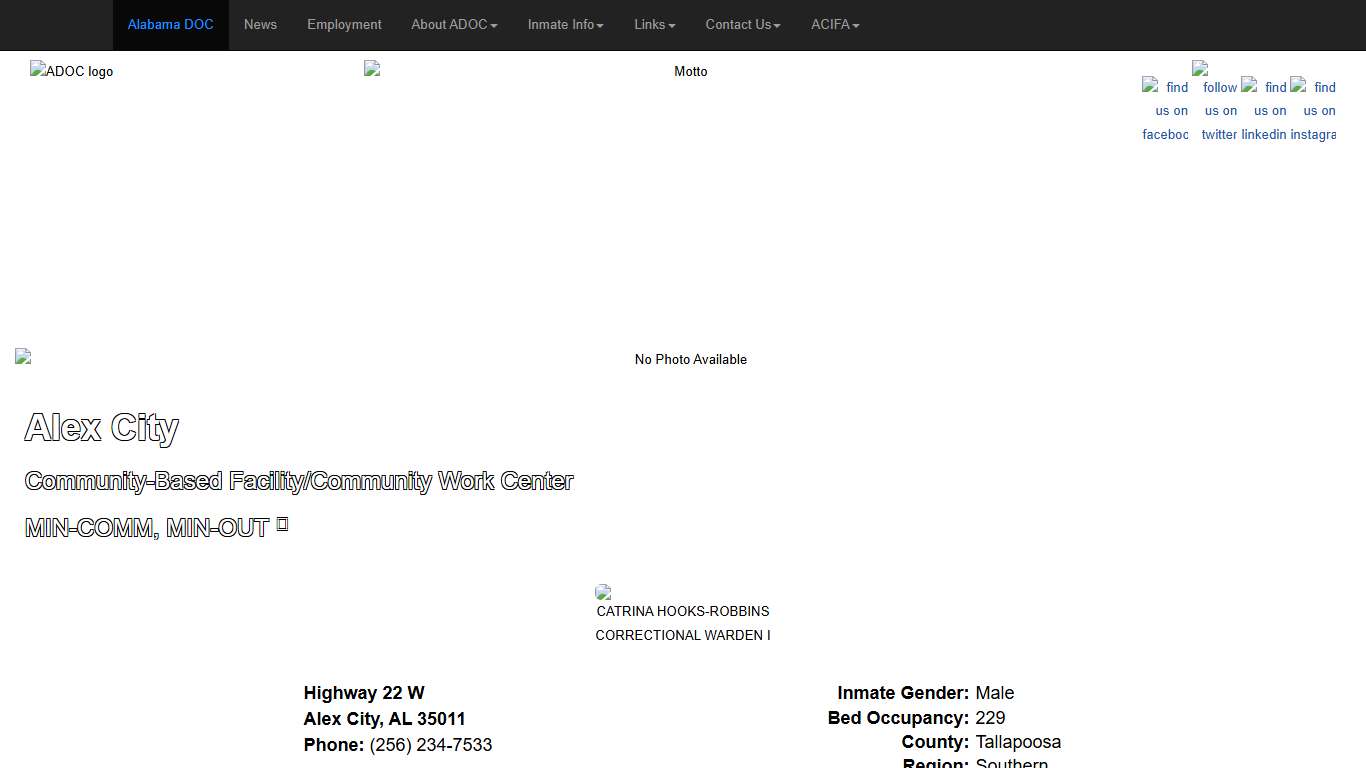 - Alabama Dept of Corrections